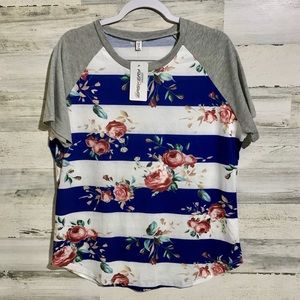 Creasikery Tee blue & white stripes